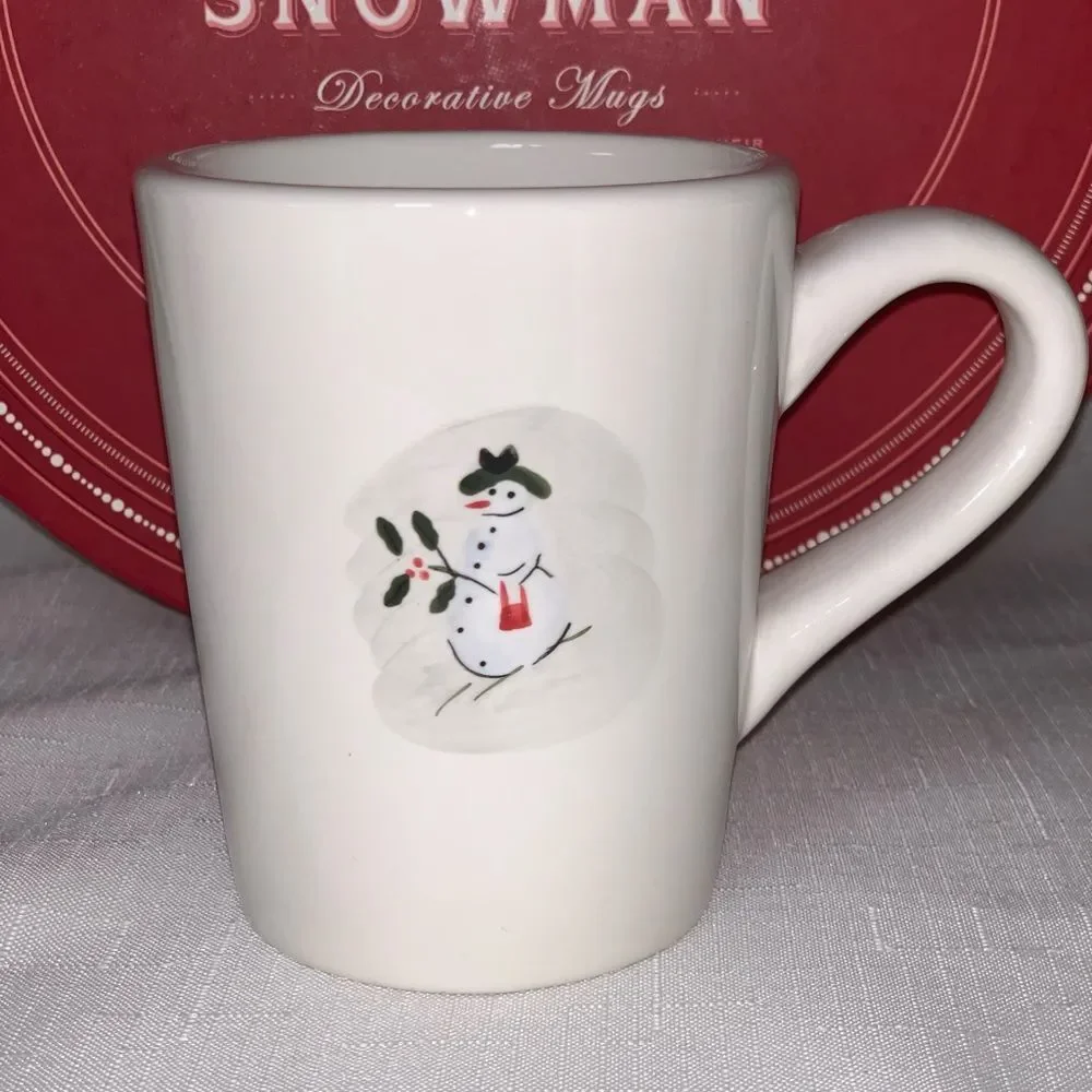 WILLIAMS SONOMA Snowman Mug Christmas Set 6 Retired Vintage Collectible Winter